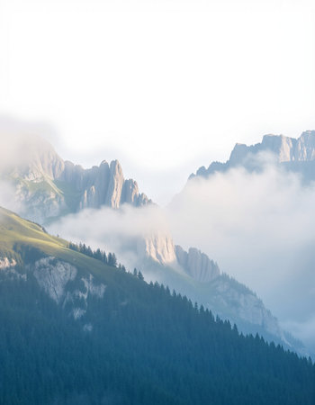 Mountain landscape in the clouds. Dolomites, Italy.の写真素材