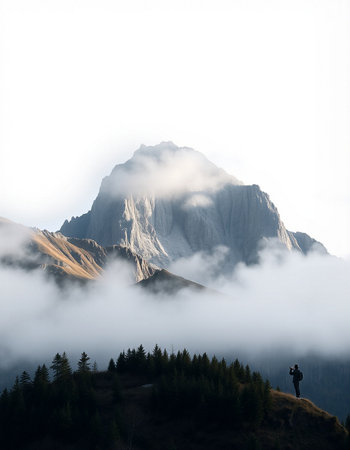 Mountains in the clouds. Dolomites, Italy, Europe