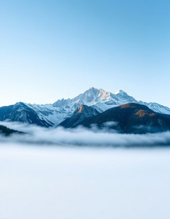Mountain landscape with snow covered peaks. Caucasus Mountains, Georgia, region Gudauri.