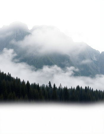 Mountain landscape with fog in the foreground and copyspace for text
