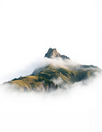 Mountain landscape in the clouds. Caucasus, Dombai.の写真素材