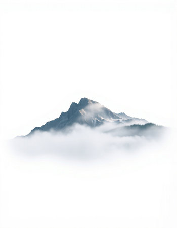Mountains in the clouds. Isolated on a white background.