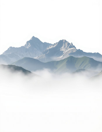 Mountains in the clouds on a foggy day. Caucasus, Russia