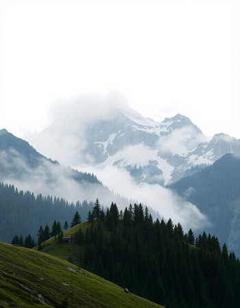 Mountains in the clouds, Switzerland, Europe. Beauty world.