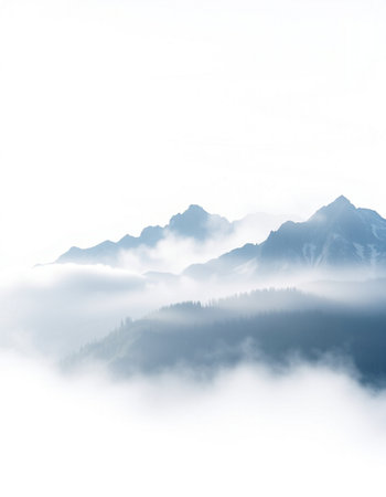 Mountain landscape in the morning mist.