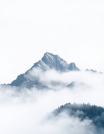 Mountains in clouds. Caucasus, Dombay, Russia.の写真素材