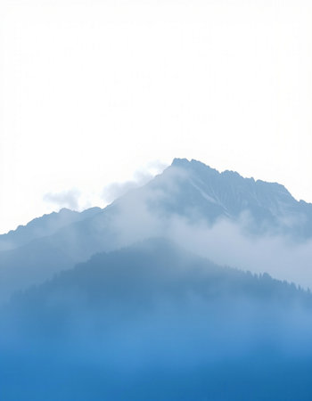 Mountains in the morning mistの写真素材