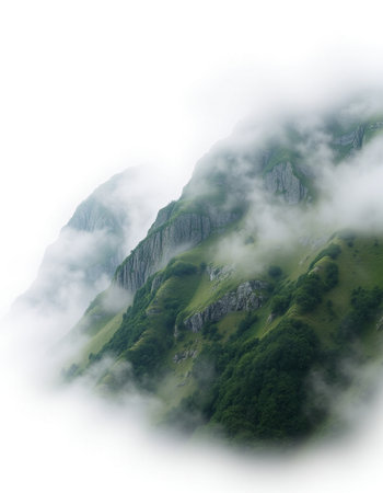 Foggy mountains in the clouds.の写真素材