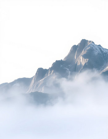 Mountain peak in the clouds. Caucasus, Dombay.