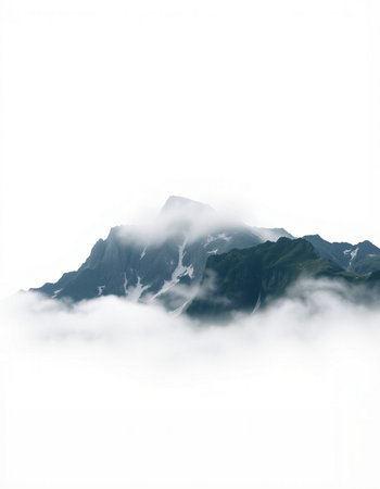 Mountains in the clouds on a foggy day. Caucasus, Russia