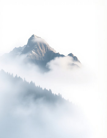 mountains in the clouds in the morning mist. Caucasus, Russia