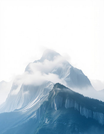 Beautiful mountain landscape with fog in the morning. Caucasus, Russiaの写真素材