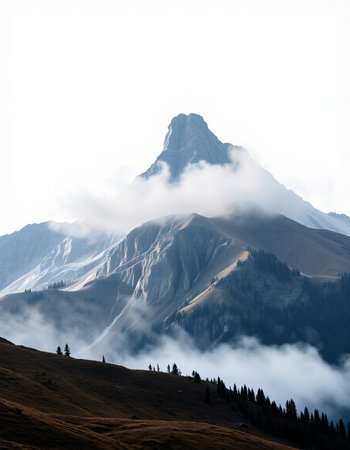 mountains in the clouds in the Dolomites, Italy.