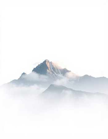 Mountain peak in the clouds on a foggy day. Caucasus, Russia