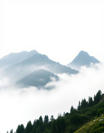 mountain landscape with fog in the morning, north china.の写真素材