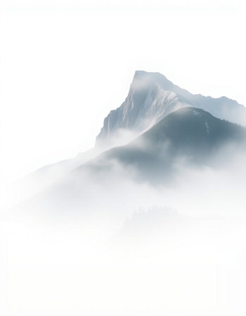 Mountains in the fog on a foggy day. Caucasus, Russiaの写真素材
