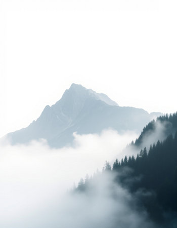 Mountains in the fog in the morning. Caucasus, Russia.の写真素材