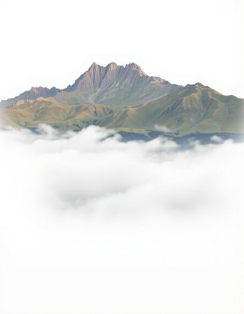 Mountains in the clouds on a foggy day. Caucasus, Russia