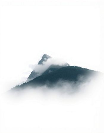 mountain in the mist on a white background, beautiful photo digital picture
