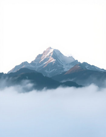 Mountains covered with fog in the Himalayas, Nepal.の写真素材