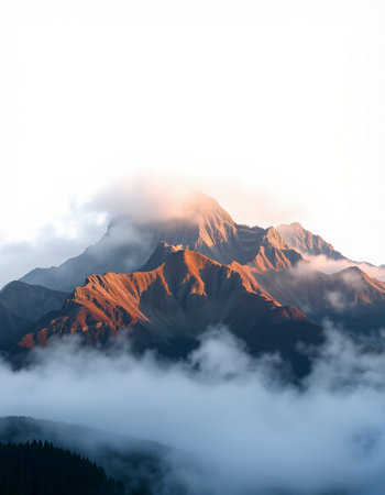 Mountains in the clouds. Caucasus, Dombay. Russia