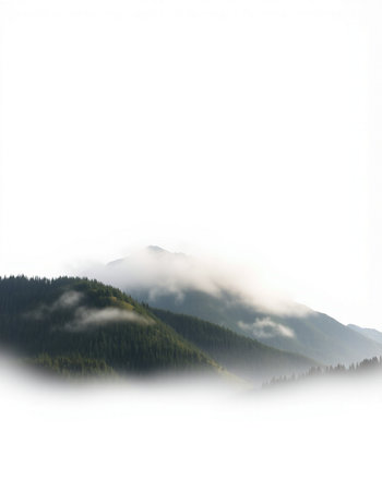 Mountain landscape with fog in the foreground and copy space for text