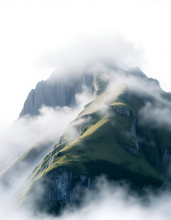 Mountain landscape in the clouds. Caucasus, Dombay.の写真素材