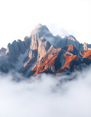 Mountain landscape in the clouds. Caucasus, Dombay.