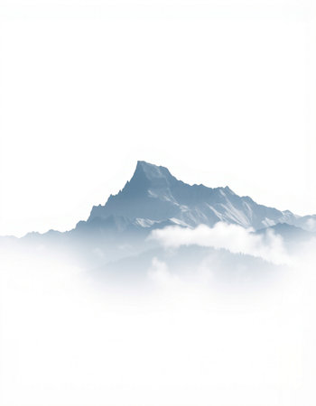 Mountains in the fog on a white background. Landscape.の写真素材