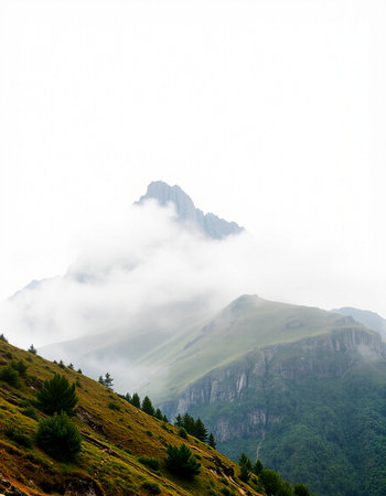 Mountain landscape in the clouds.の写真素材