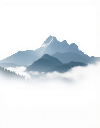 Mountain landscape with fog in the morning. Caucasus Mountains, Georgia.の写真素材