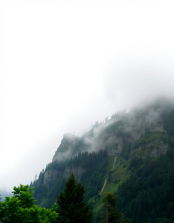 Mountains in the fog in the italian alps in summerの写真素材
