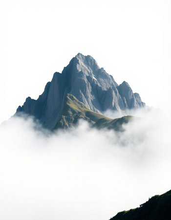 Mountain landscape in the clouds. Caucasus Mountains, Georgia, region Gudauri.