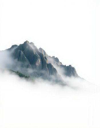 Mountain landscape on a foggy morning. Caucasus, Russia.