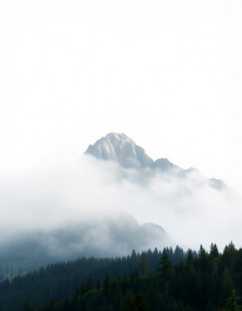 Mountain landscape in the misty morning. Caucasus Mountains, Georgia.の写真素材