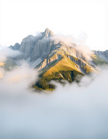 Mountain landscape in the clouds.の写真素材