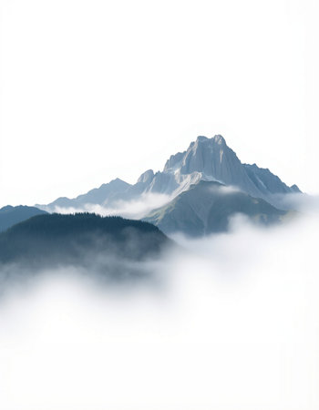 mountains in the clouds on a foggy day, Caucasus, Russiaの写真素材