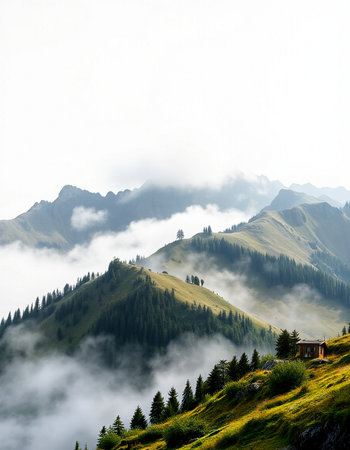 Mountain landscape in the clouds.の写真素材