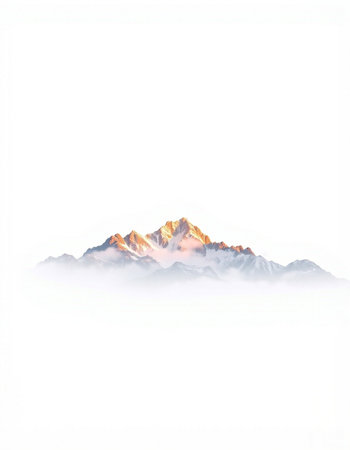Mountains in the clouds. Isolated on a white background.