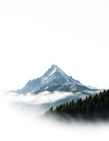 Mountain landscape with clouds and fog.の写真素材