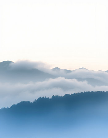 Beautiful mountain landscape with fog in the morning. Natural background.