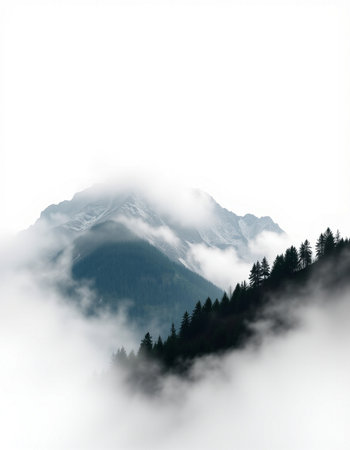 Mountains in the clouds on a foggy day. Caucasus, Russia