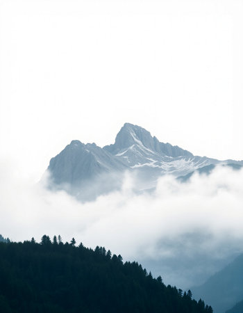 mountain landscape in the clouds. Caucasus, Dombaj.の写真素材