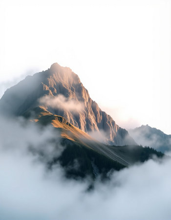 Mountain landscape in the clouds.の写真素材