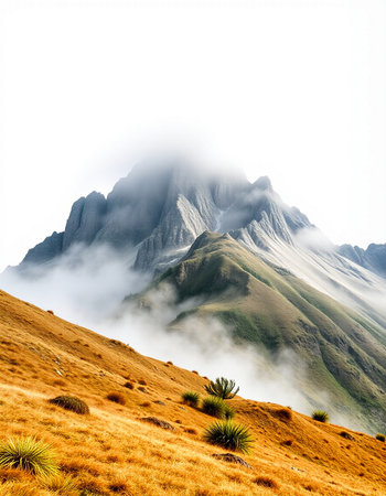 Caucasus mountains in fog. Georgia, region Gudauri.の写真素材