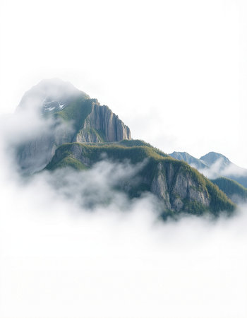 Mountain landscape with clouds and fog