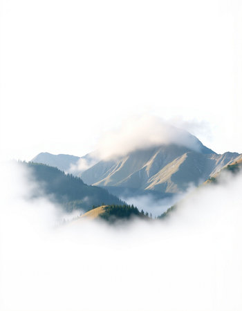 Mountains in the clouds on a foggy day. Caucasus, Russiaの写真素材
