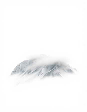 Mountain landscape isolated on a white background. Snow-capped mountains.の写真素材