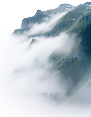 Mountain landscape with fog in the italian alps, Italy