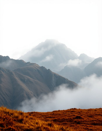 Mountain landscape in the clouds. Georgia, Svaneti region.の写真素材